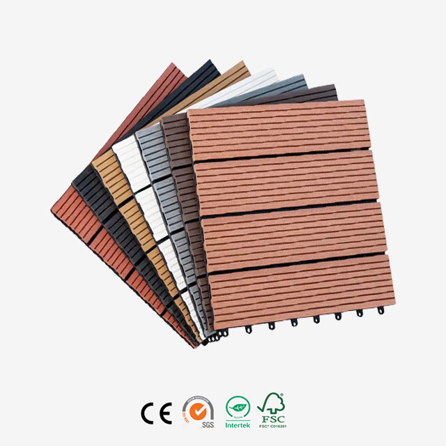 Piastrelle per decking fai-da-te fai-da-te WPC in composito di plastica antiscivolo per balcone